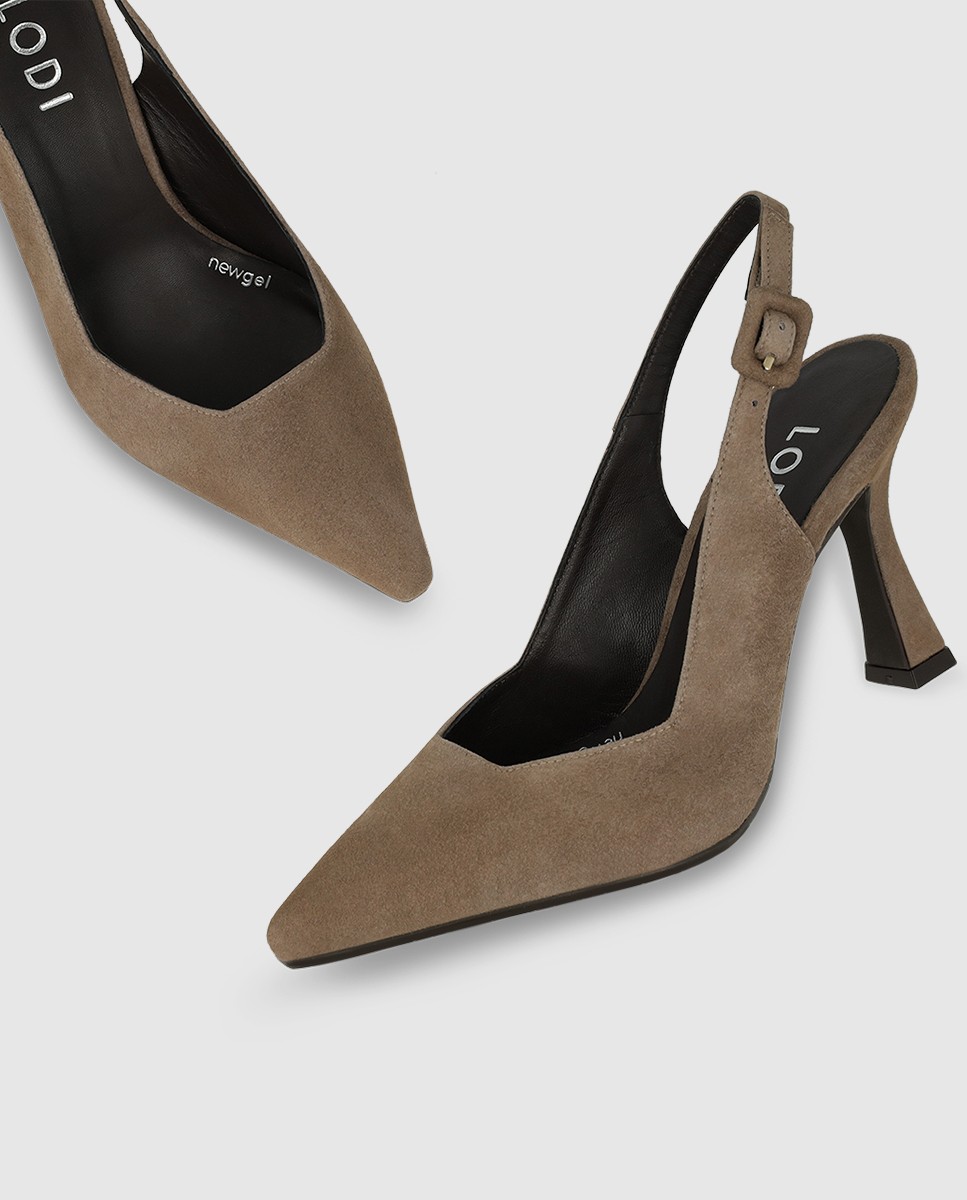 Zapatos de salón destalonados de mujer en ante - Lodi - Marrón Marrón-4