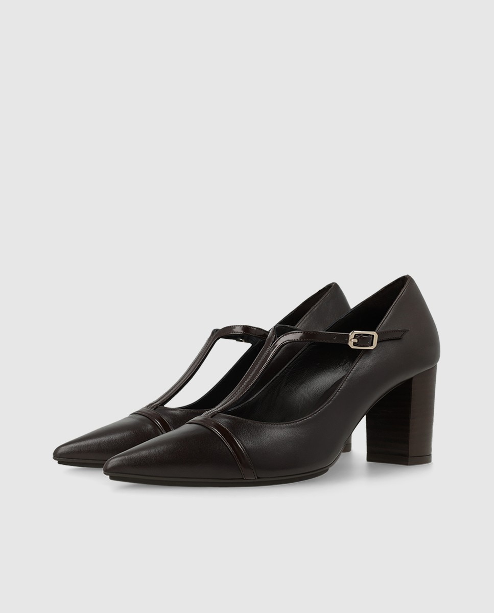 Zapatos de salón de mujer en piel con tacón - Lodi - Marrón Marrón-3