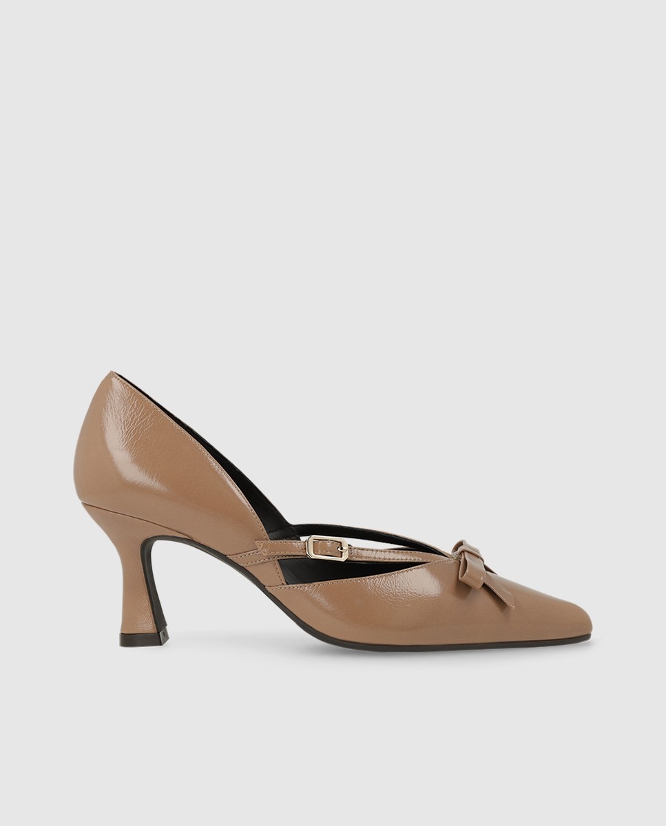 Zapatos de salón de mujer en piel con mini lazo - Lodi - Beige Beige-1