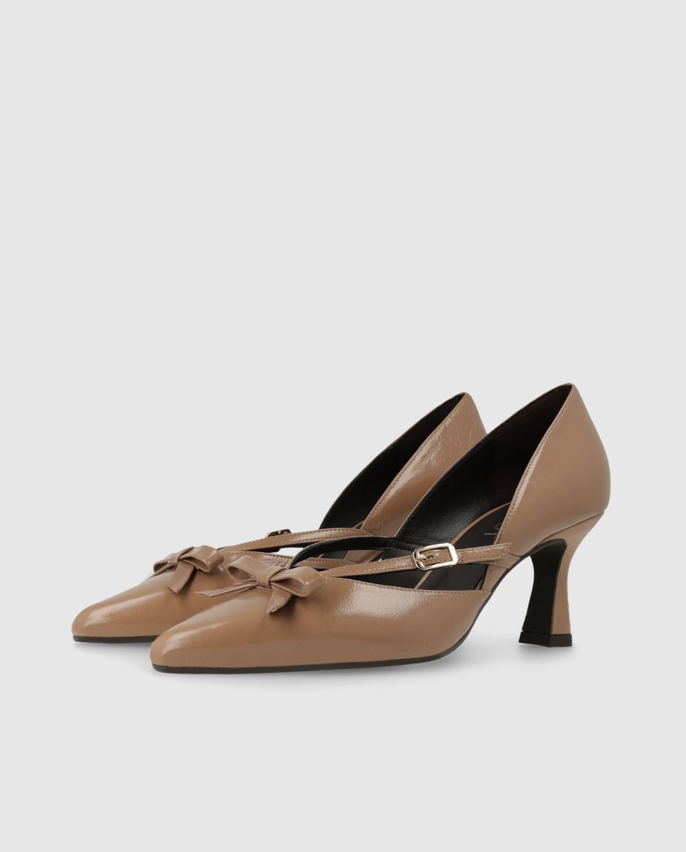 Zapatos de salón de mujer en piel con mini lazo - Lodi - Beige Beige-3