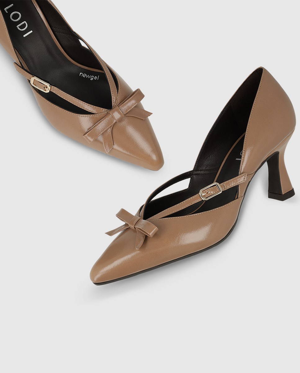 Zapatos de salón de mujer en piel con mini lazo - Lodi - Beige Beige-4