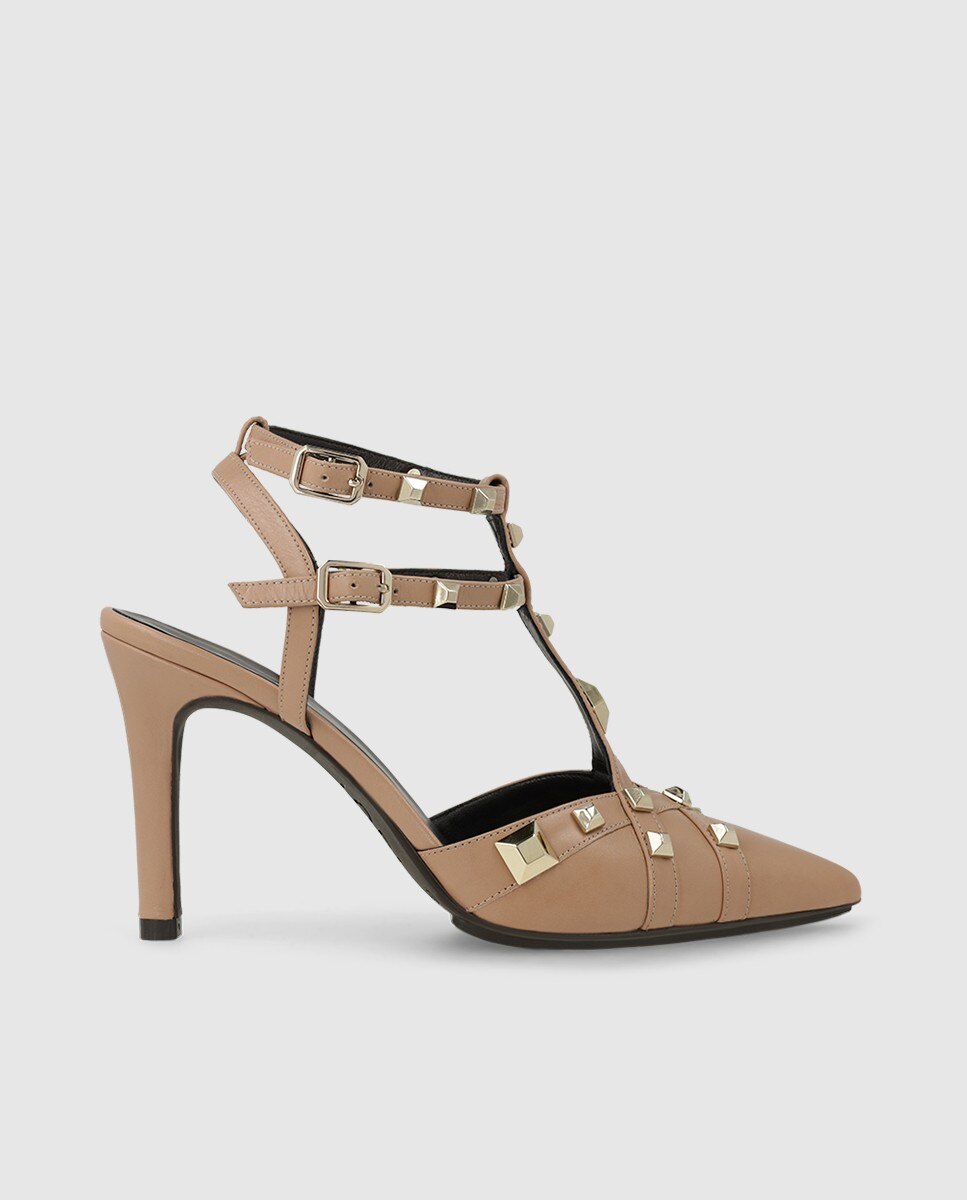 Zapatos de mujer en piel con detalle de tachas - Lodi - Beige Beige-1