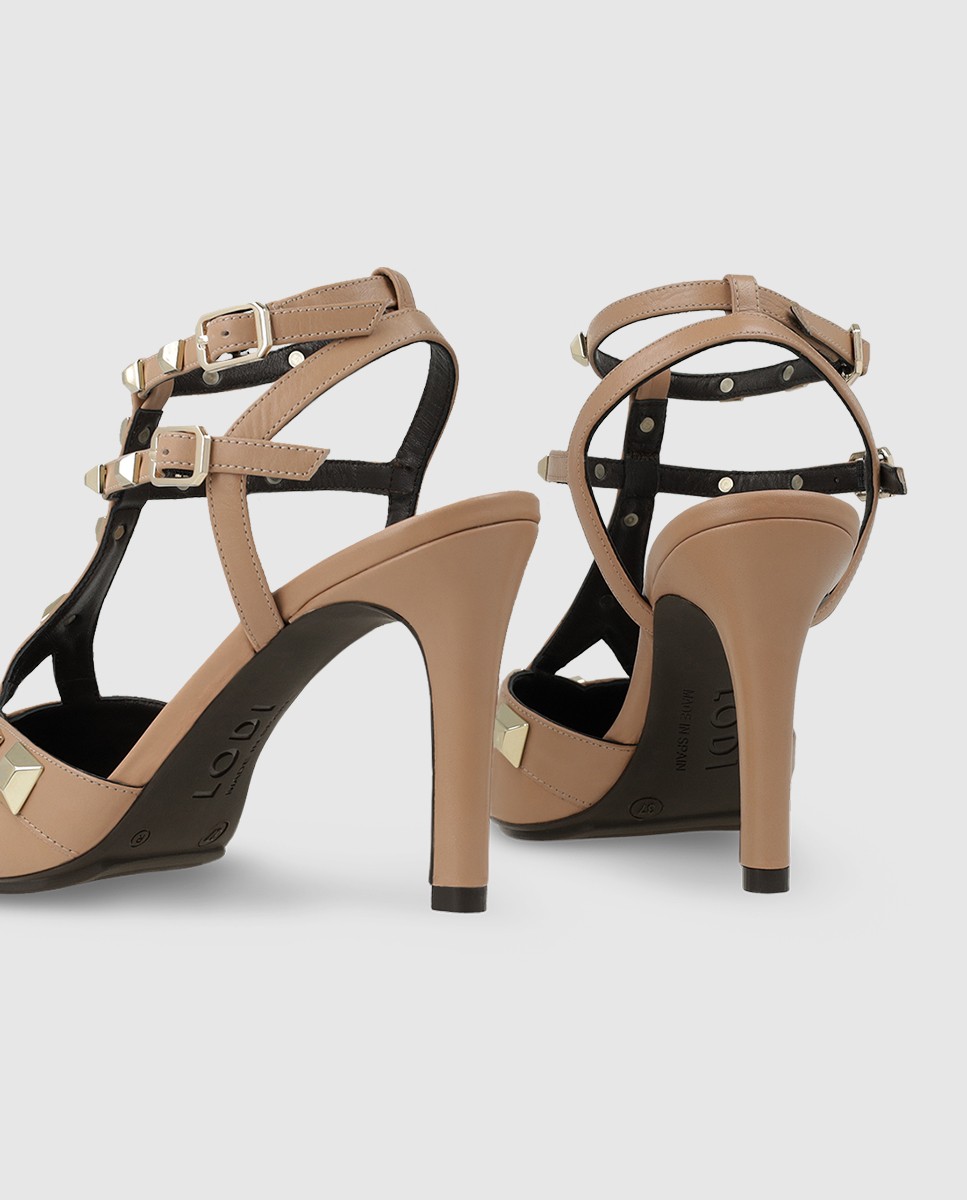 Zapatos de mujer en piel con detalle de tachas - Lodi - Beige Beige-2
