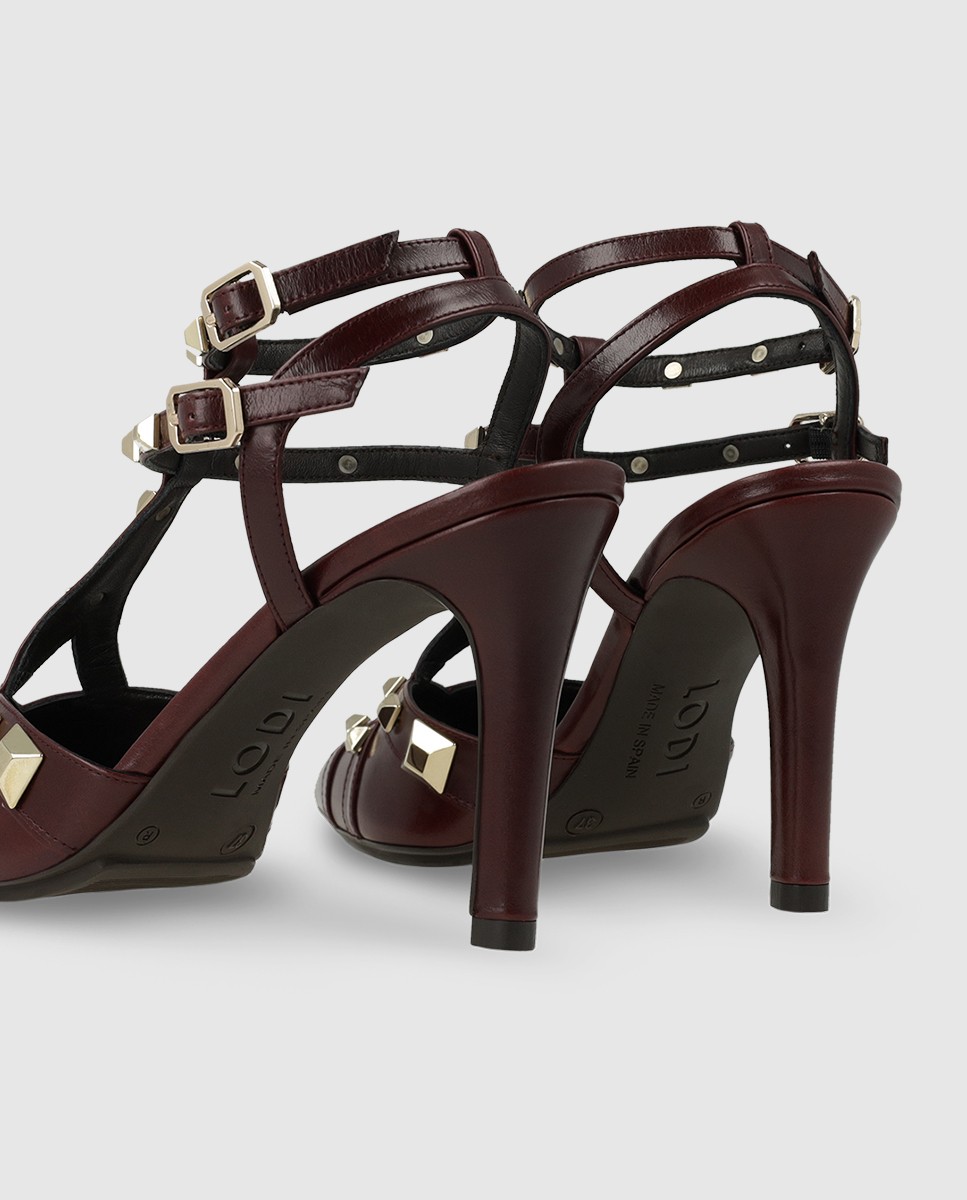 Zapatos de mujer en piel con detalle de tachas - Lodi - Burdeos Burdeos-2