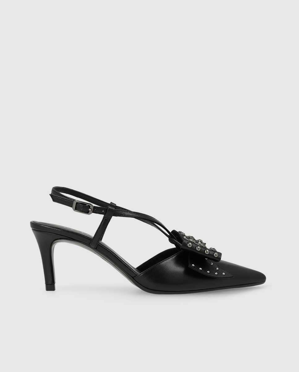 Zapatos de salón destalonados de mujer en piel con tacón - Lodi - Negro Negro-1