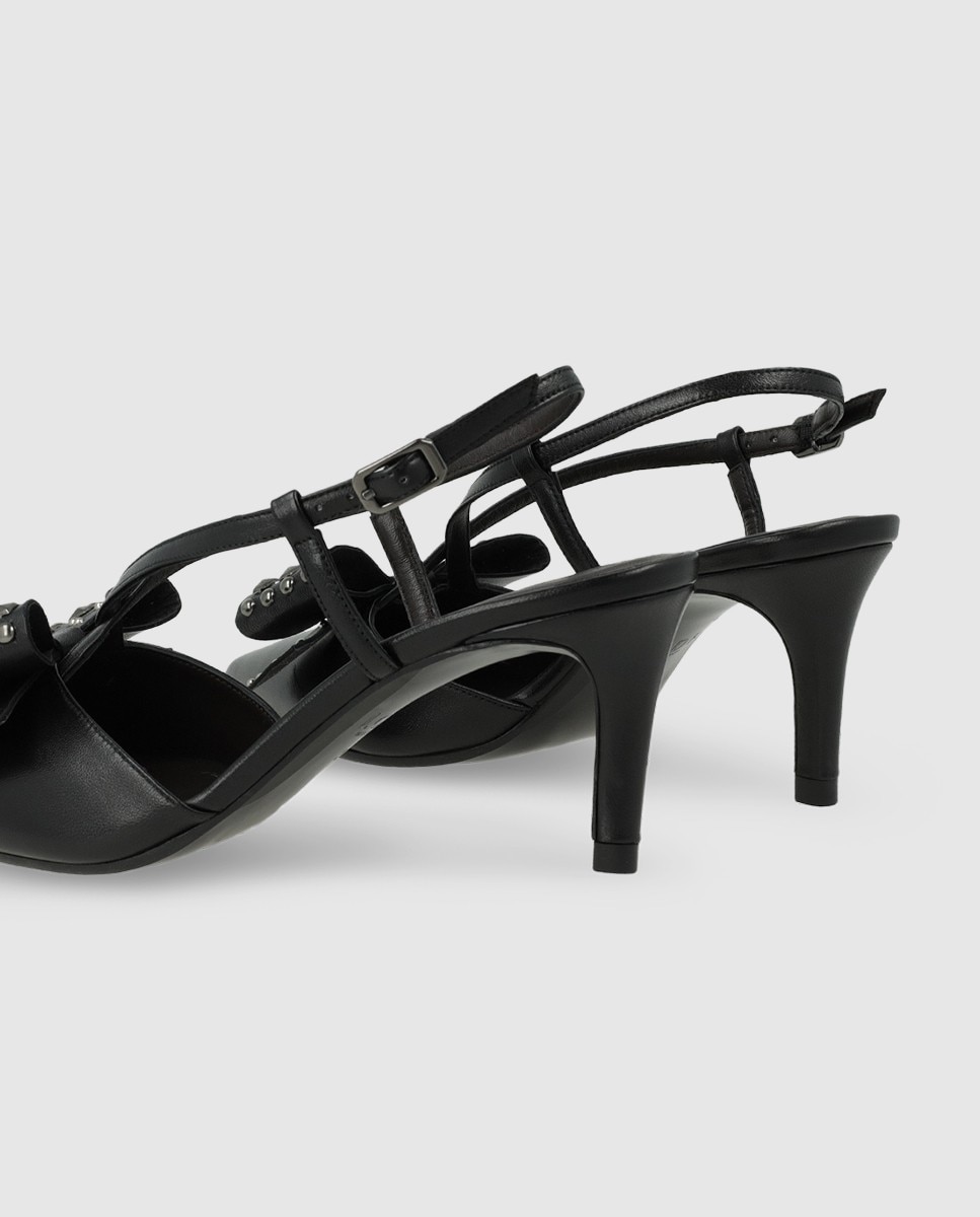 Zapatos de salón destalonados de mujer en piel con tacón - Lodi - Negro Negro-2