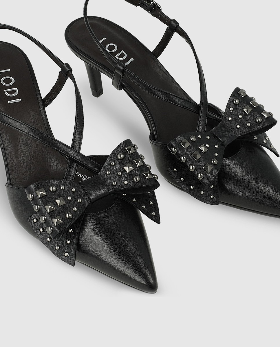 Zapatos de salón destalonados de mujer en piel con tacón - Lodi - Negro Negro-4