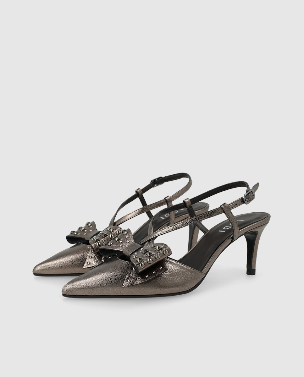 Zapatos de salón destalonados de mujer en piel con tacón - Lodi - Gris Gris-3