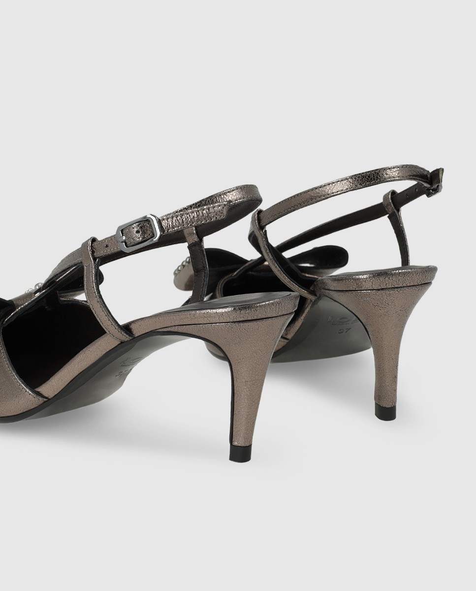 Zapatos de salón destalonados de mujer en piel con tacón - Lodi - Gris Gris-2
