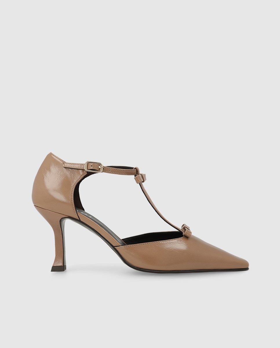 Zapatos de salón de mujer en piel con detalle de lazos - Lodi - Beige Beige-1