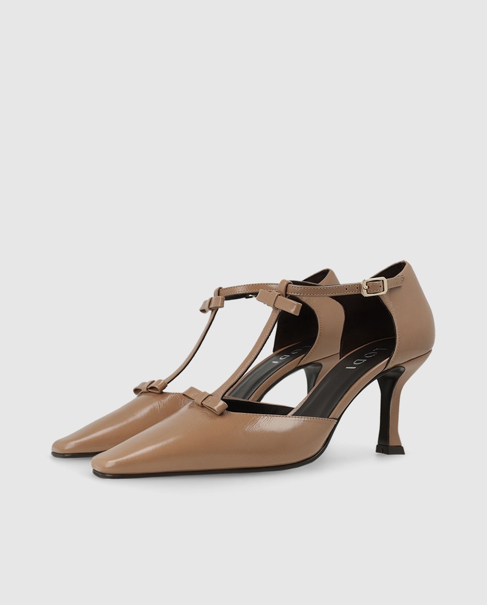 Zapatos de salón de mujer en piel con detalle de lazos - Lodi - Beige Beige-3