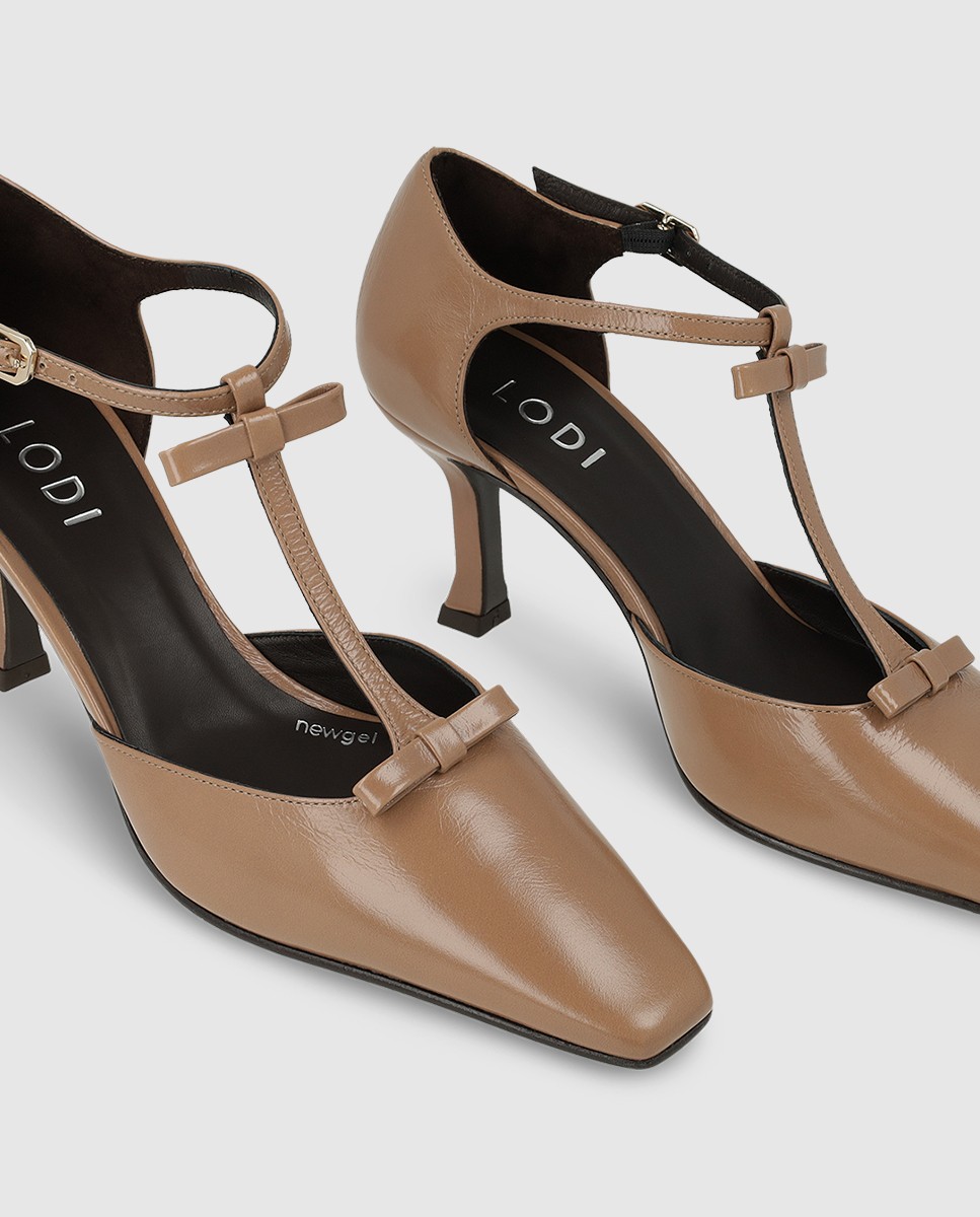 Zapatos de salón de mujer en piel con detalle de lazos - Lodi - Beige Beige-4