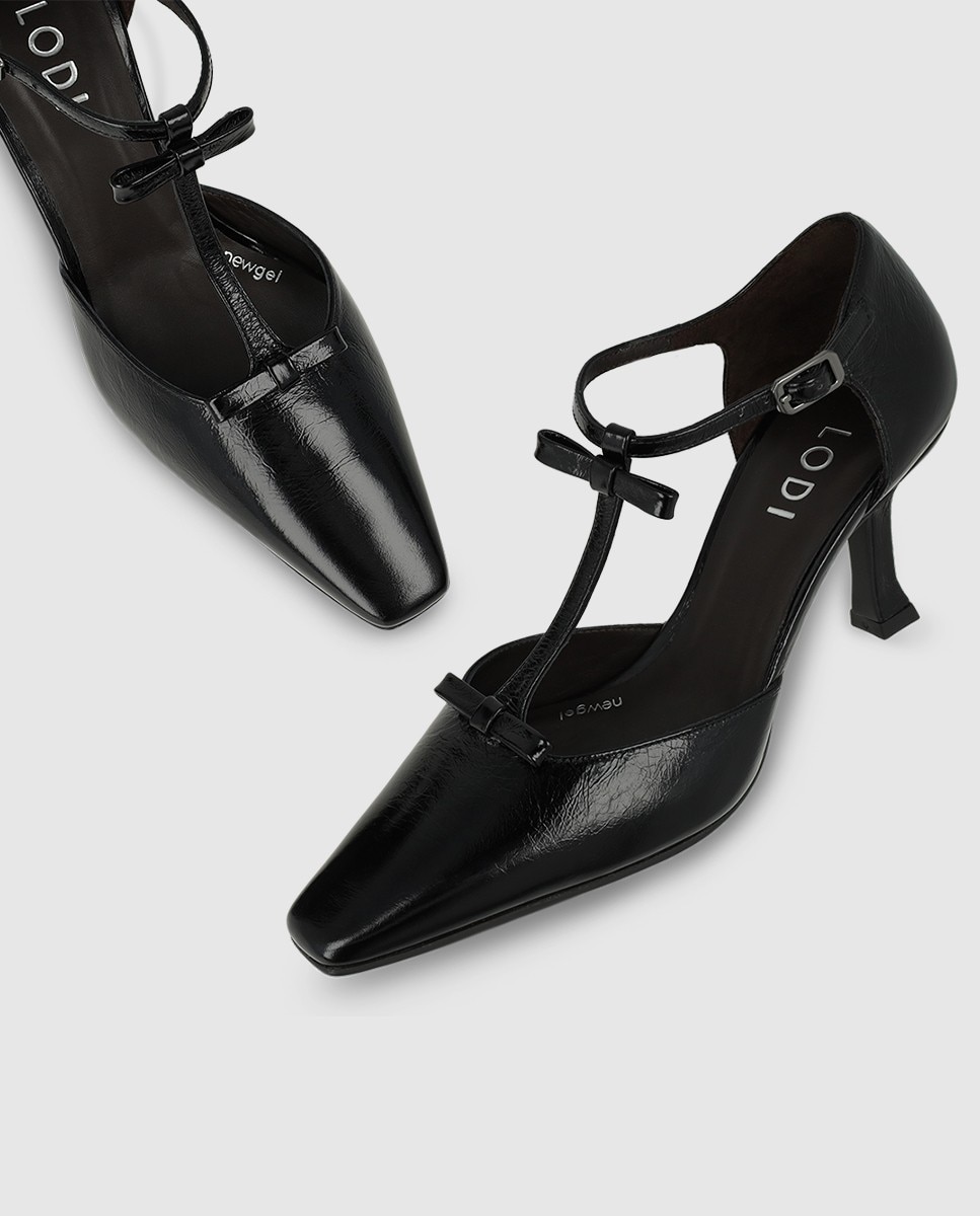 Zapatos de salón de mujer en piel con detalle de lazos - Lodi - Negro Negro-4