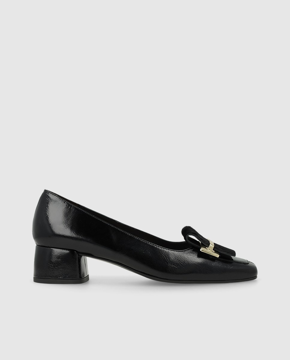 Zapatos de salón de mujer en piel con tacón ancho - Lodi - Negro Negro-1