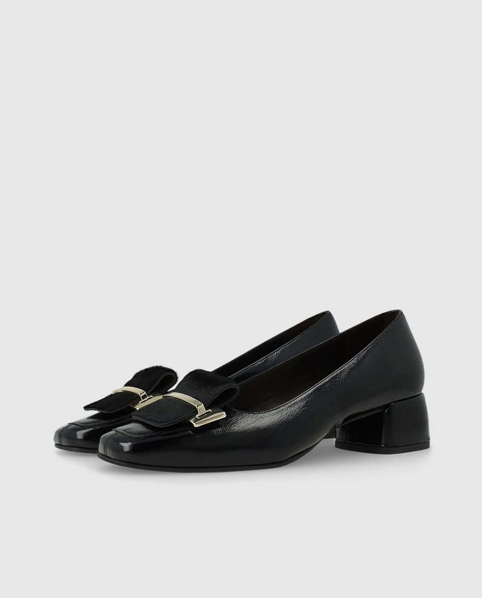 Zapatos de salón de mujer en piel con tacón ancho - Lodi - Negro Negro-3
