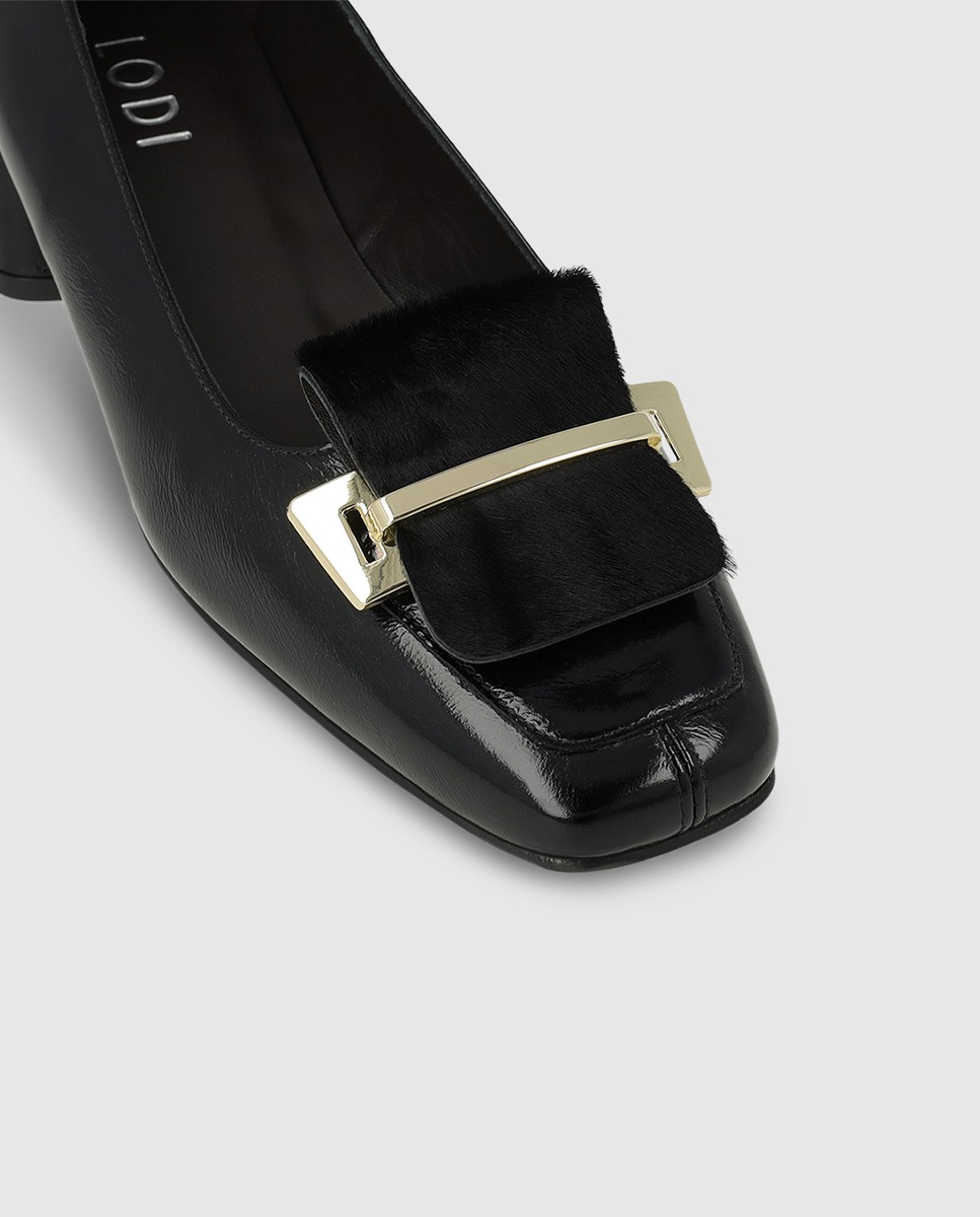 Zapatos de salón de mujer en piel con tacón ancho - Lodi - Negro Negro-4