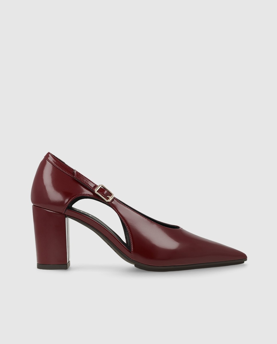 Imagen 1 de Zapatos de salón de mujer en tejido efecto piel con tacón - Lodi - Burdeos Burdeos