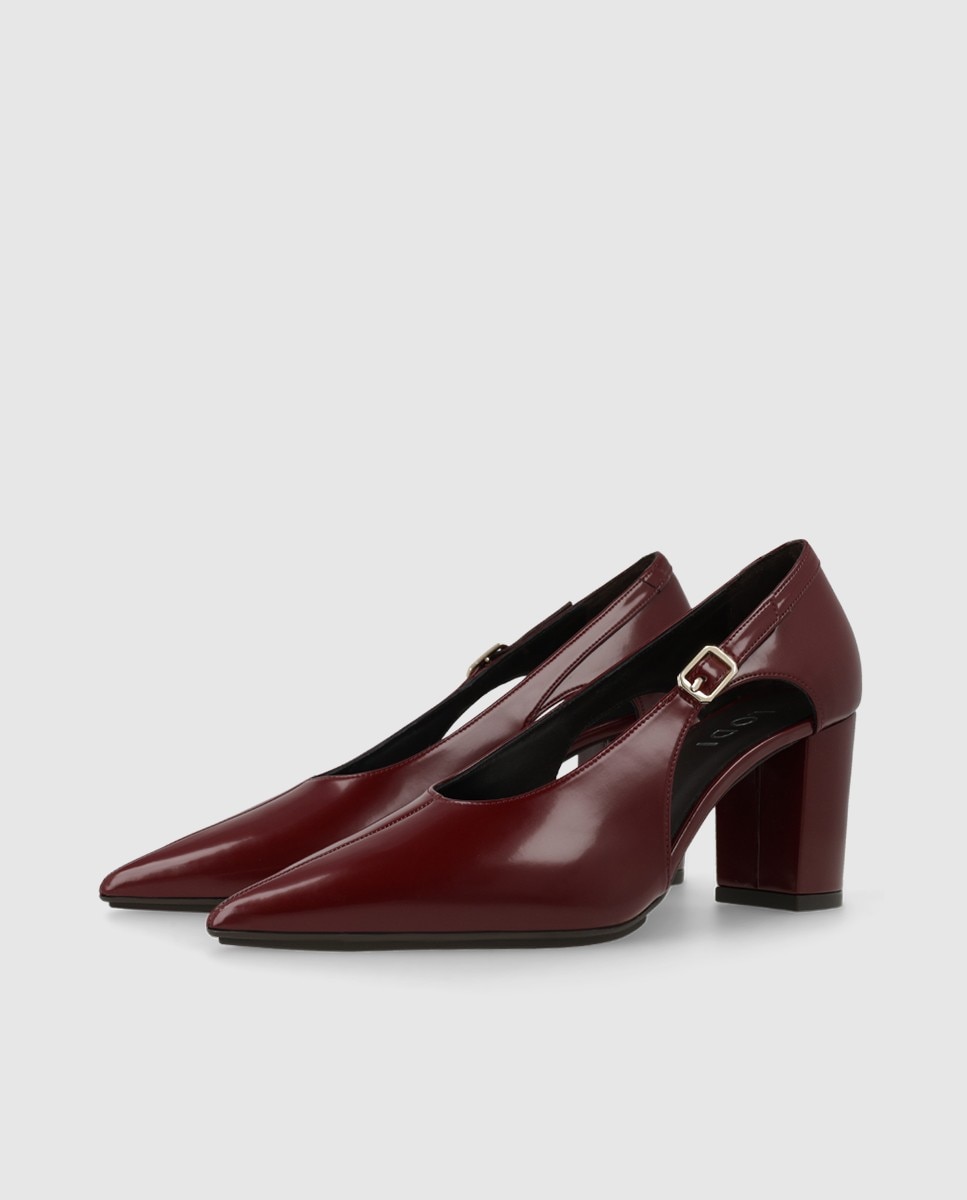 Imagen 3 de Zapatos de salón de mujer en tejido efecto piel con tacón - Lodi - Burdeos Burdeos
