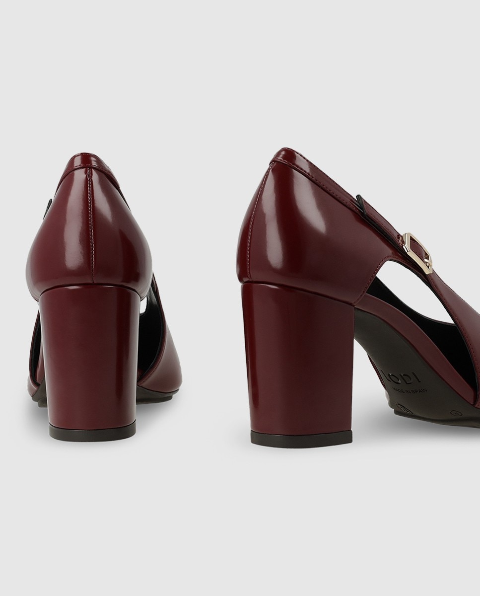 Imagen 2 de Zapatos de salón de mujer en tejido efecto piel con tacón - Lodi - Burdeos Burdeos