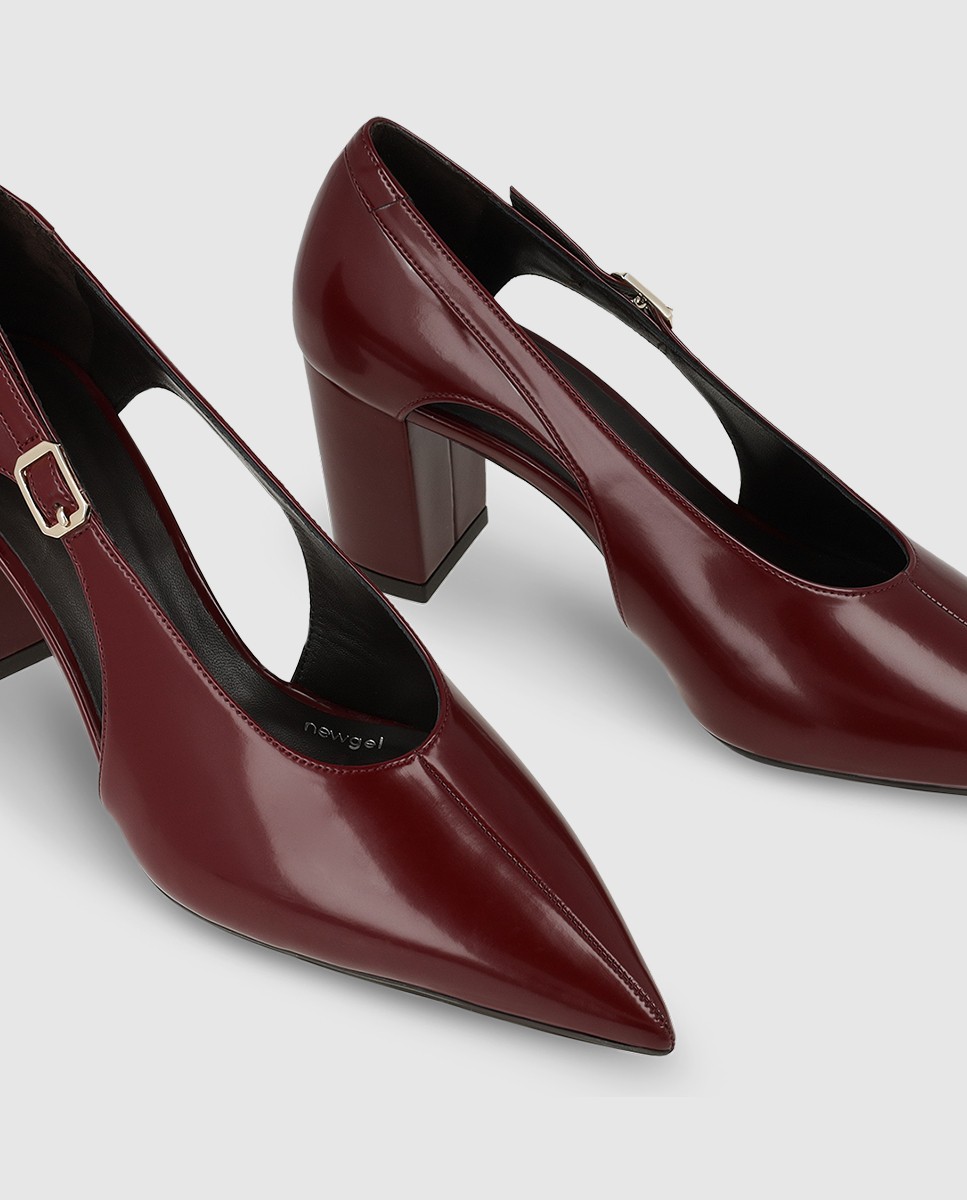 Imagen 4 de Zapatos de salón de mujer en tejido efecto piel con tacón - Lodi - Burdeos Burdeos