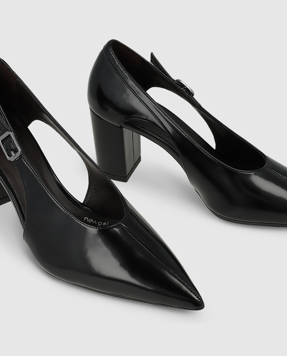 Imagen 4 de Zapatos de salón de mujer en tejido efecto piel con tacón - Lodi - Negro Negro