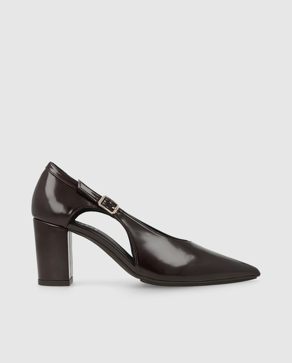 Imagen 1 de Zapatos de salón de mujer en tejido efecto piel con tacón - Lodi - Marrón Marrón