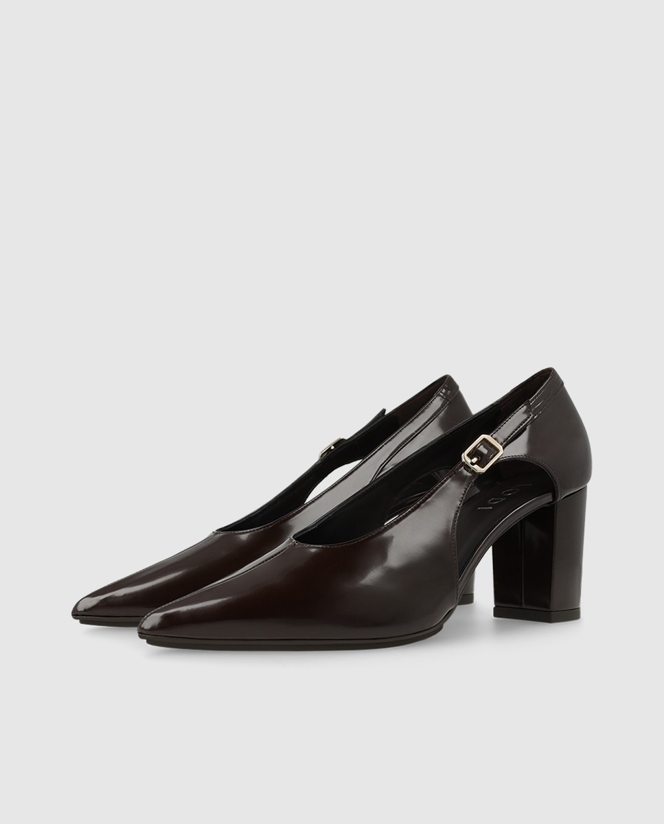 Imagen 3 de Zapatos de salón de mujer en tejido efecto piel con tacón - Lodi - Marrón Marrón
