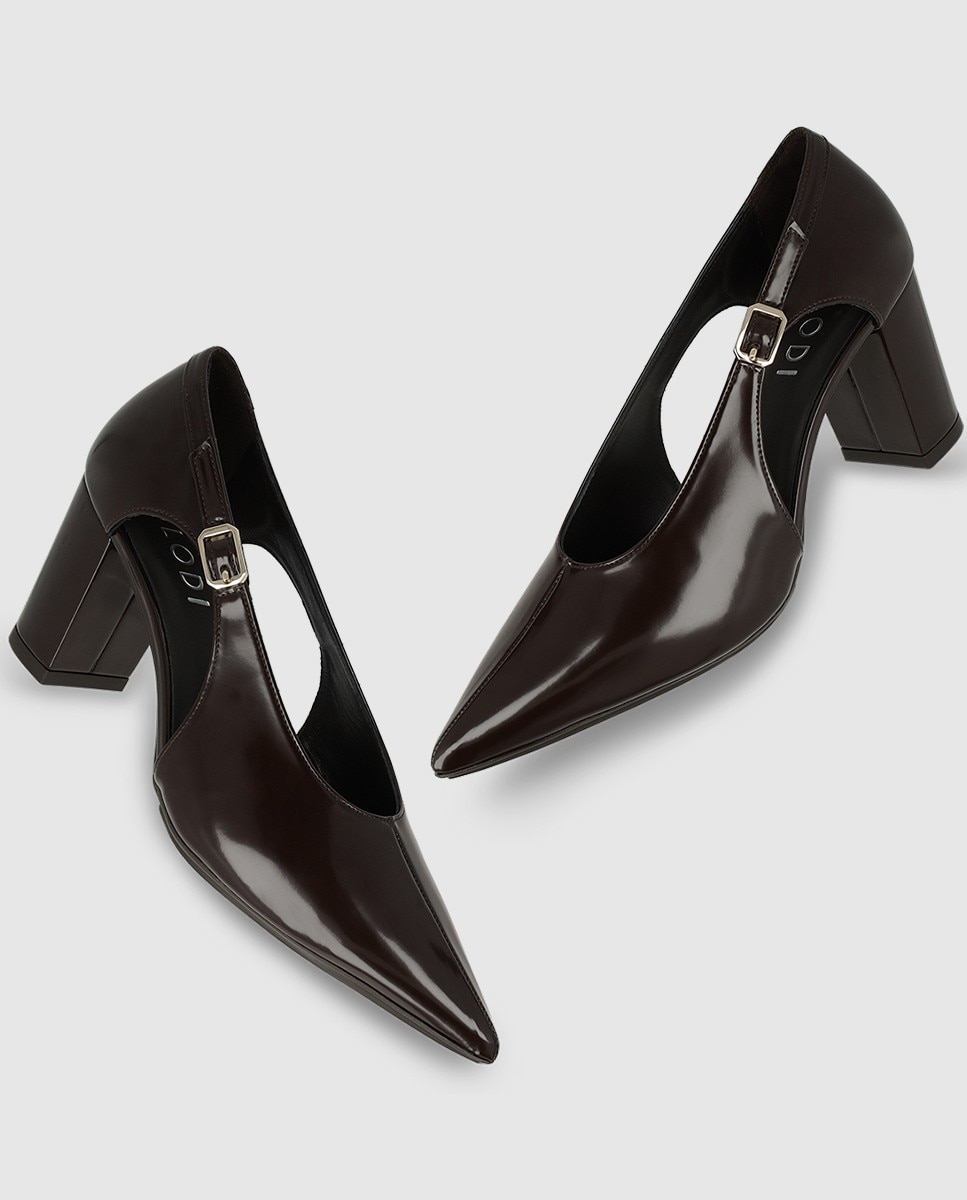 Imagen 4 de Zapatos de salón de mujer en tejido efecto piel con tacón - Lodi - Marrón Marrón
