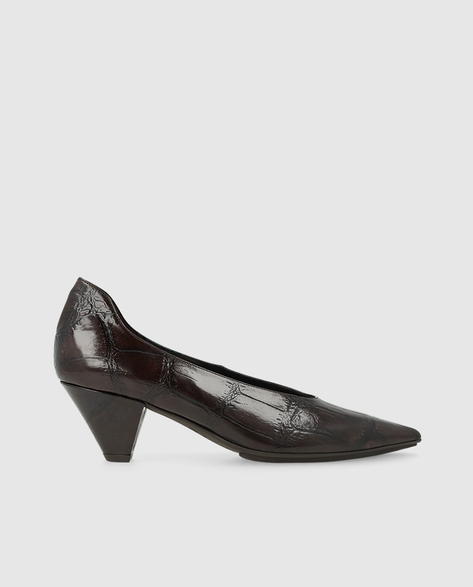 Zapatos de salón de mujer en piel con tacón - Lodi - Marrón Marrón-1