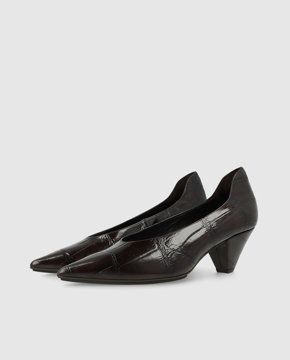 Zapatos de salón de mujer en piel con tacón - Lodi - Marrón Marrón-3