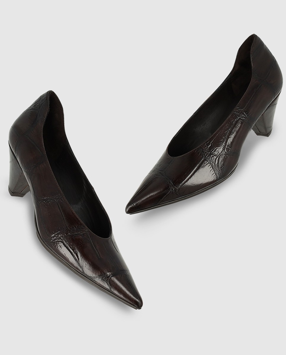 Zapatos de salón de mujer en piel con tacón - Lodi - Marrón Marrón-4