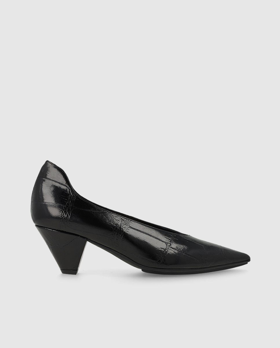 Zapatos de salón de mujer en piel con tacón - Lodi - Negro Negro-1