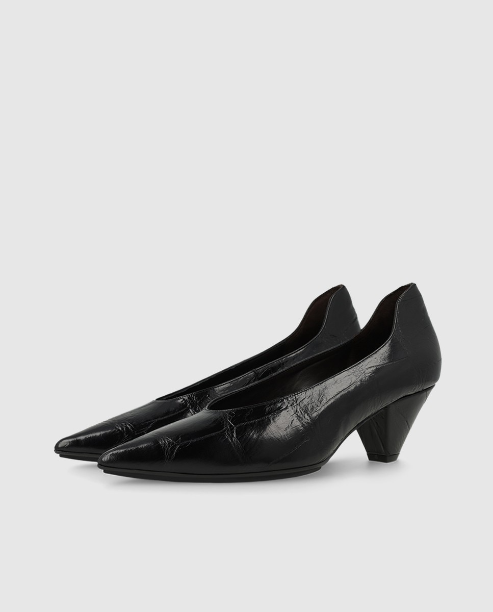 Zapatos de salón de mujer en piel con tacón - Lodi - Negro Negro-3