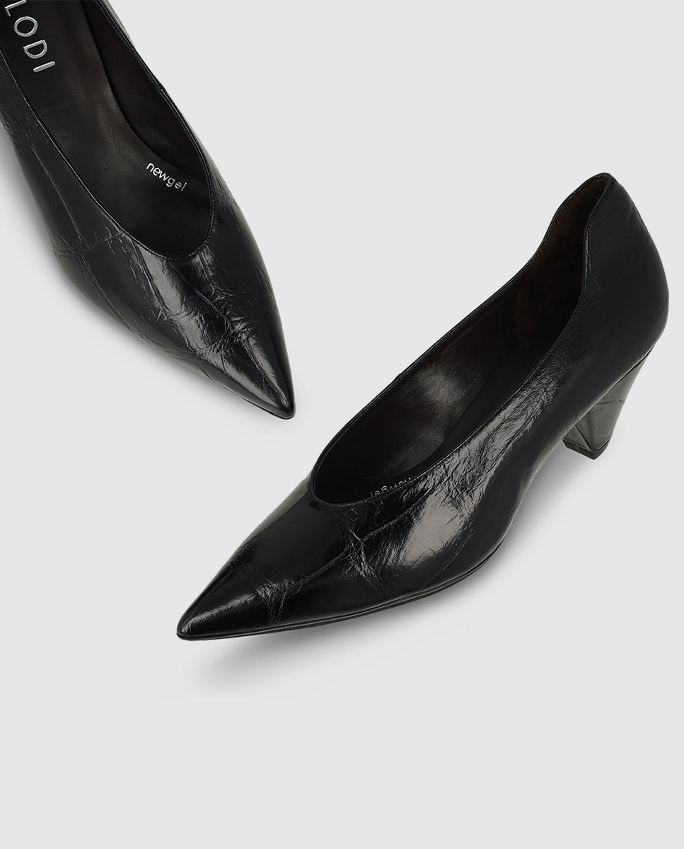 Zapatos de salón de mujer en piel con tacón - Lodi - Negro Negro-4