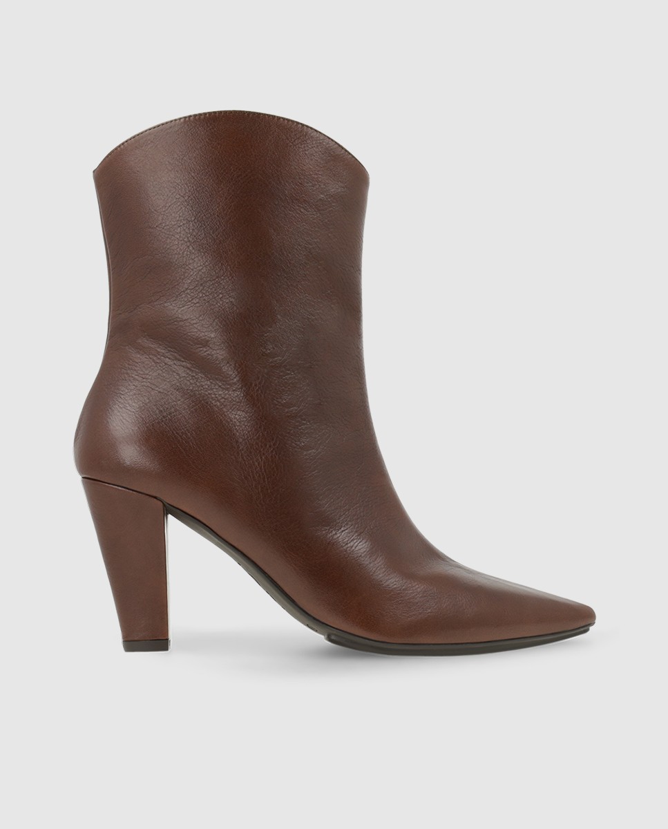 Botines de mujer en piel con tacón - Lodi - Marrón Marrón-1