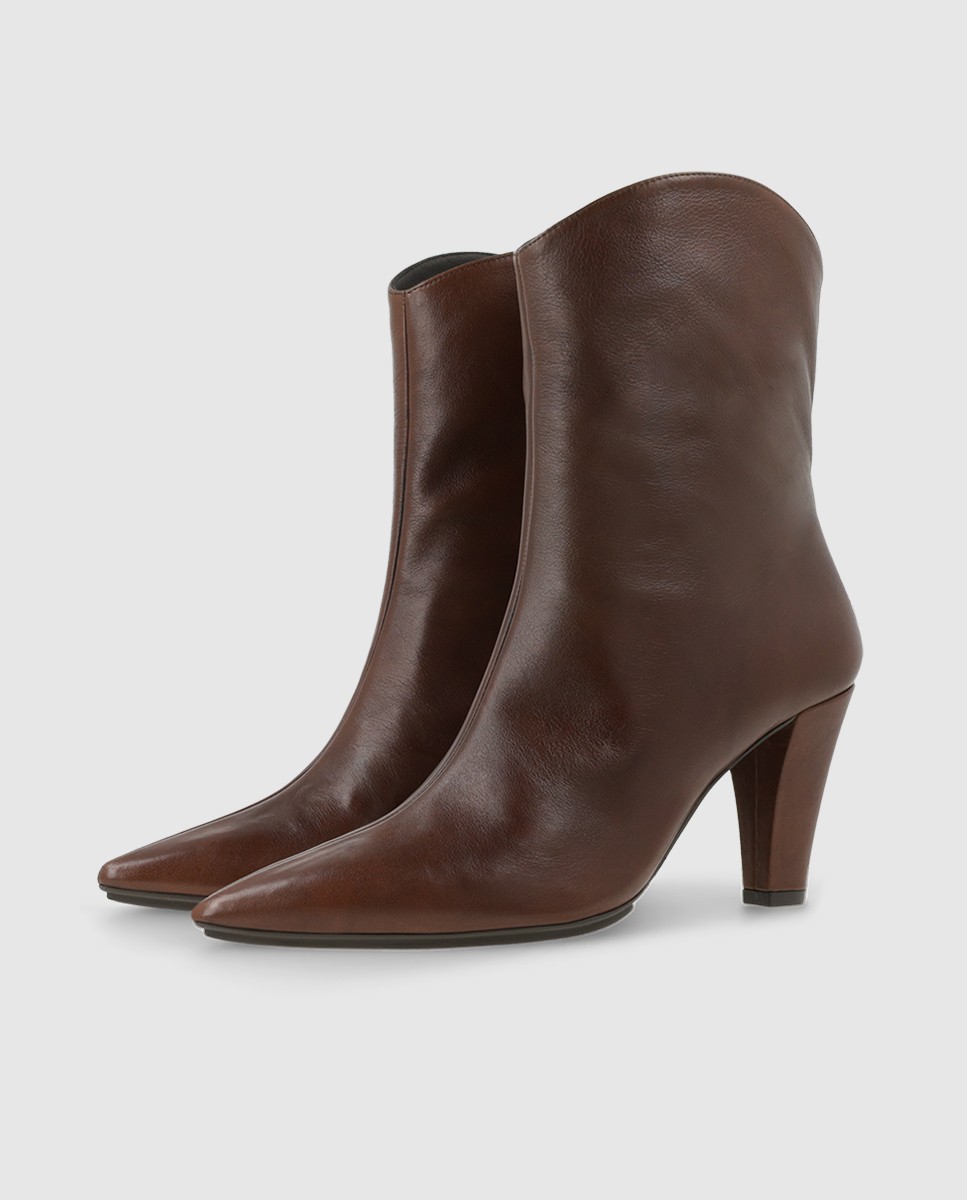 Botines de mujer en piel con tacón - Lodi - Marrón Marrón-3