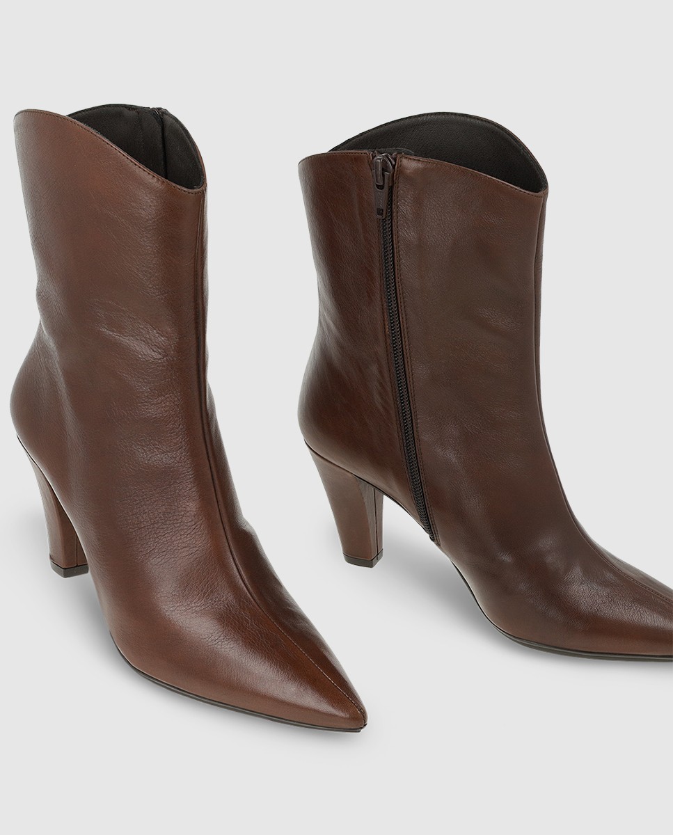 Botines de mujer en piel con tacón - Lodi - Marrón Marrón-4