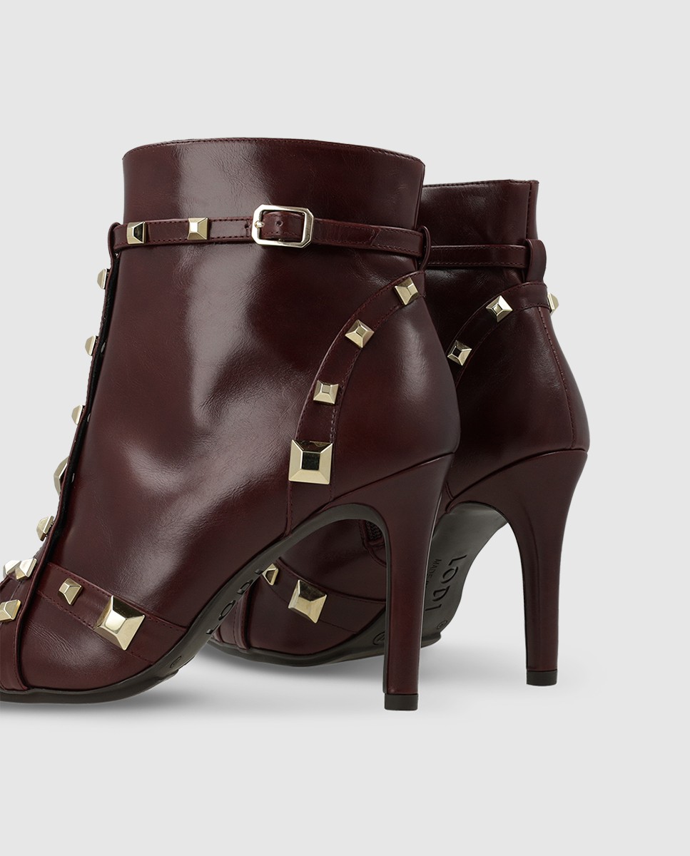Botines de mujer en piel con tachas - Lodi - Burdeos Burdeos-2