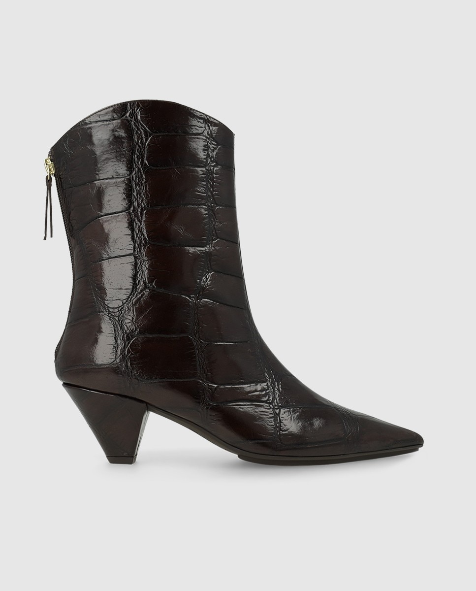Botines de mujer en piel estilo cowboy - Lodi - Marrón Marrón-1