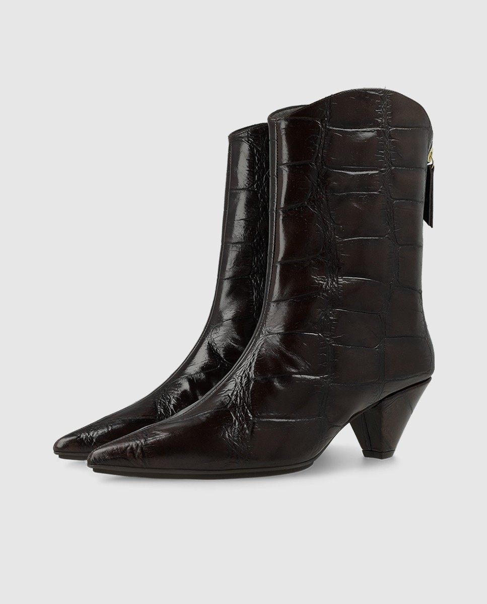 Botines de mujer en piel estilo cowboy - Lodi - Marrón Marrón-3