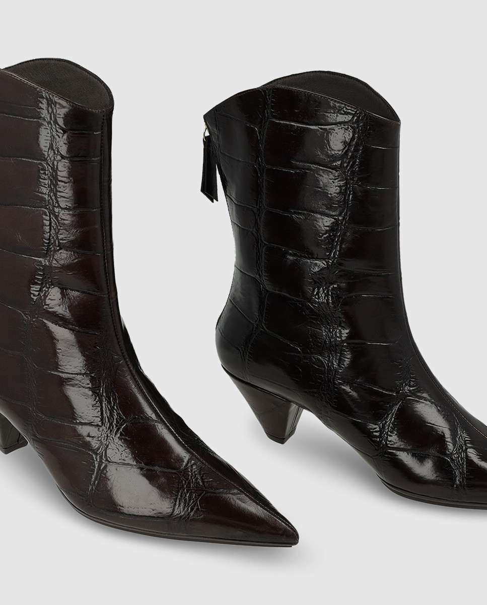 Botines de mujer en piel estilo cowboy - Lodi - Marrón Marrón-4