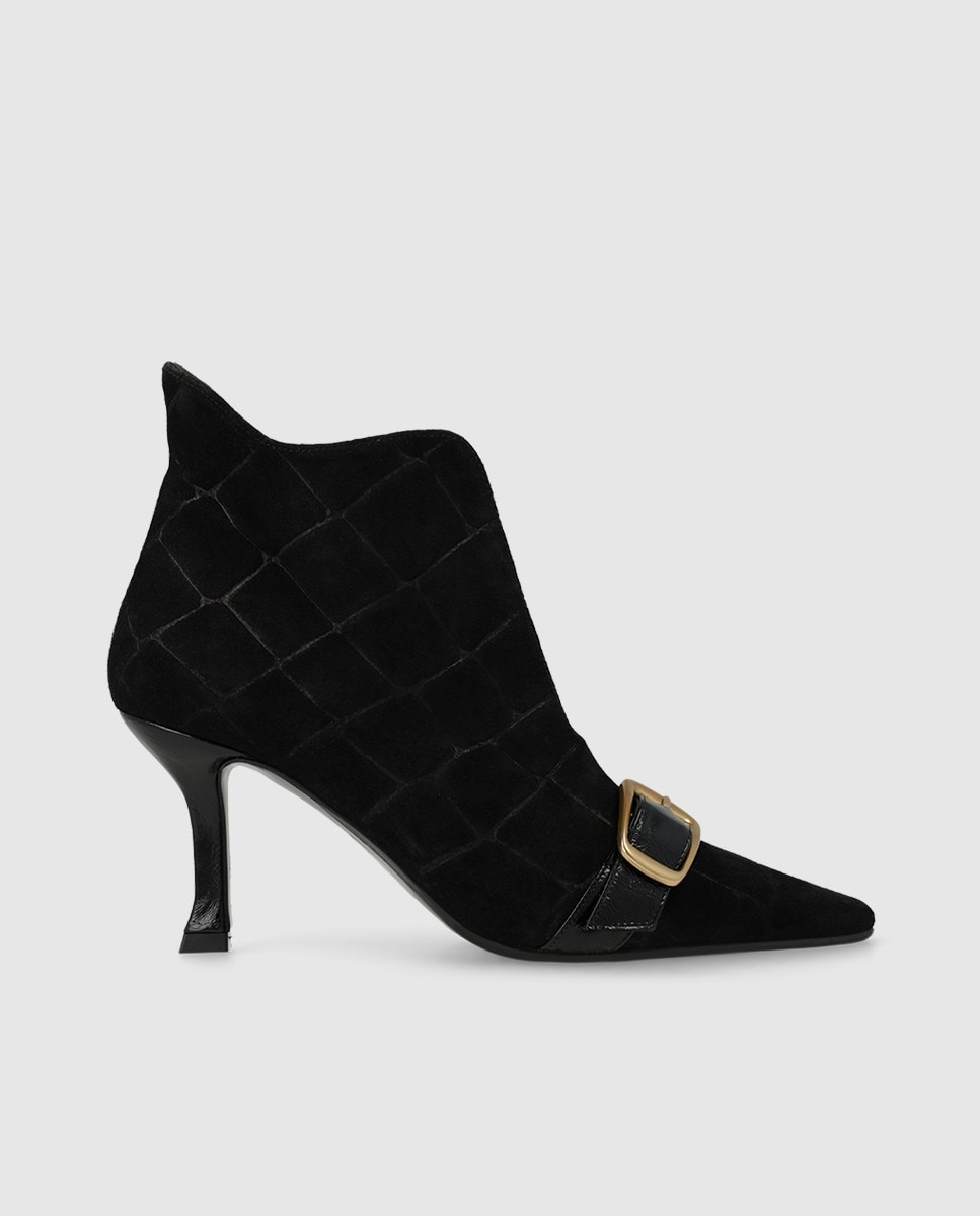 Botines de mujer en ante con tacón - Lodi - Negro Negro-1