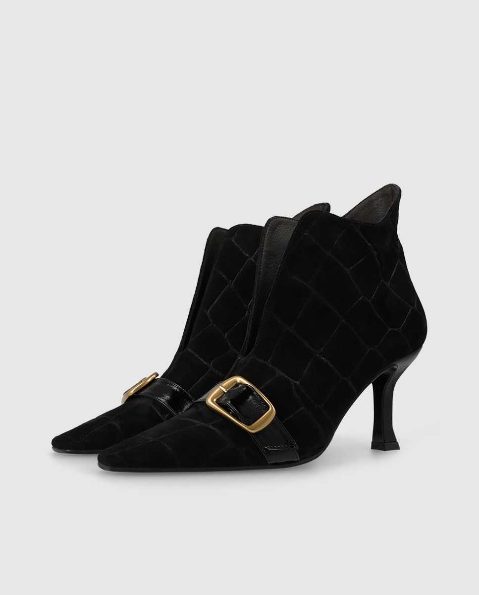 Botines de mujer en ante con tacón - Lodi - Negro Negro-3