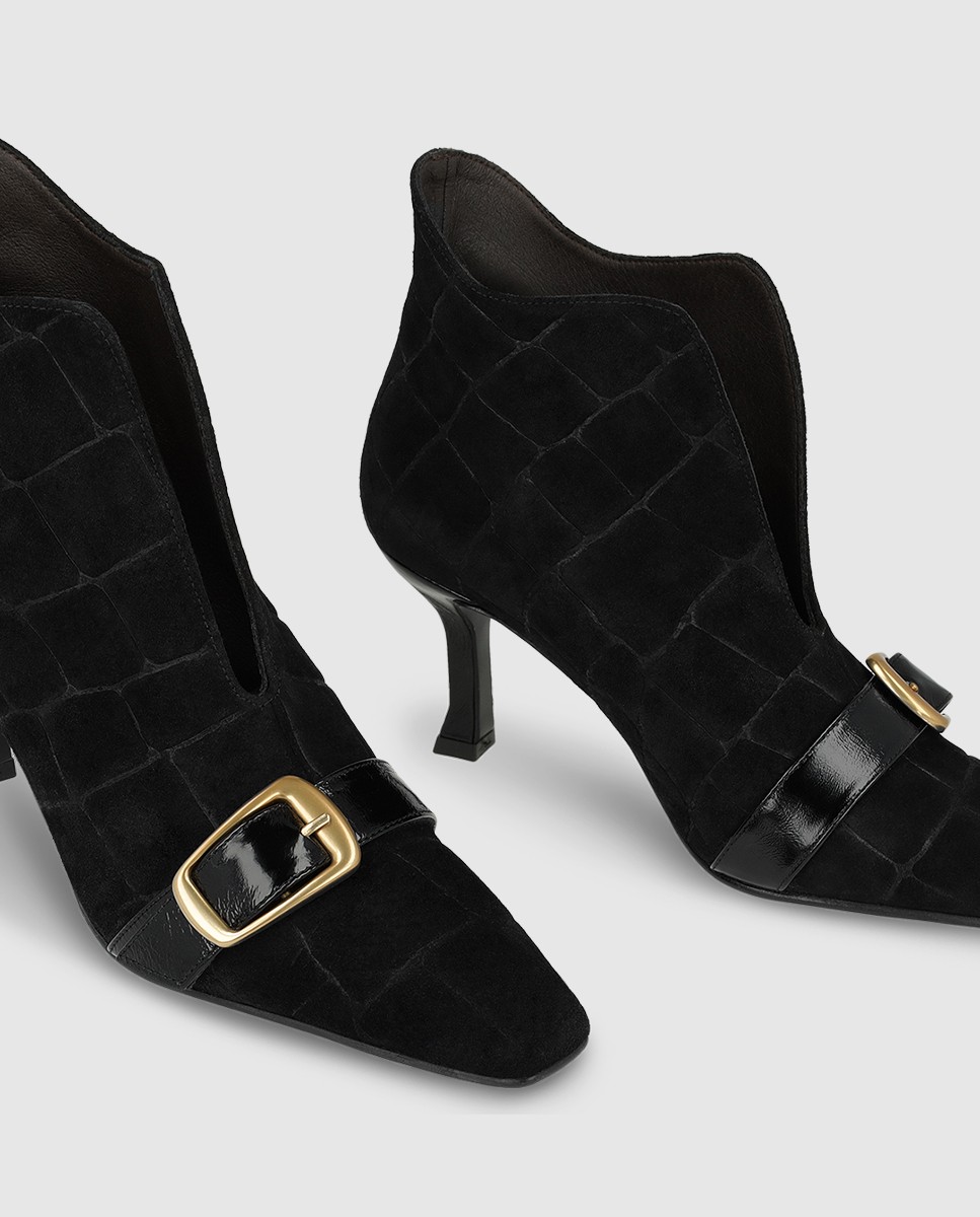 Botines de mujer en ante con tacón - Lodi - Negro Negro-4