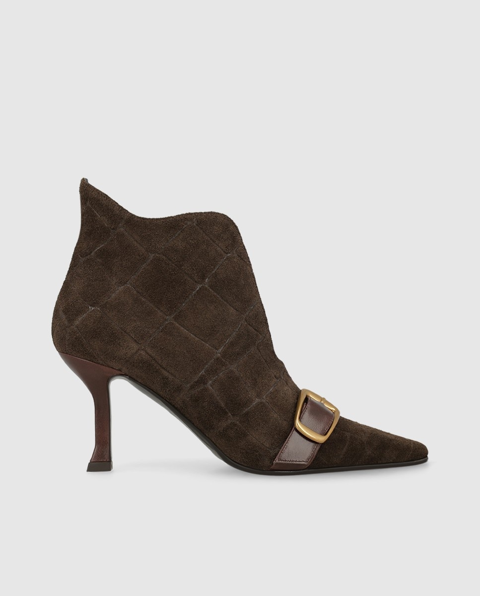 Botines de mujer en ante con tacón - Lodi - Marrón Marrón-1