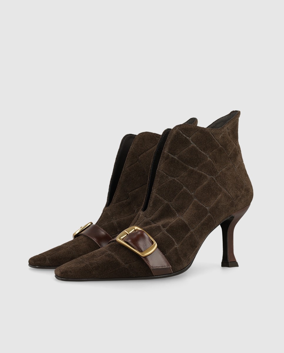 Botines de mujer en ante con tacón - Lodi - Marrón Marrón-3