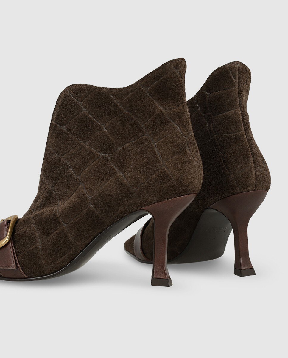 Botines de mujer en ante con tacón - Lodi - Marrón Marrón-2