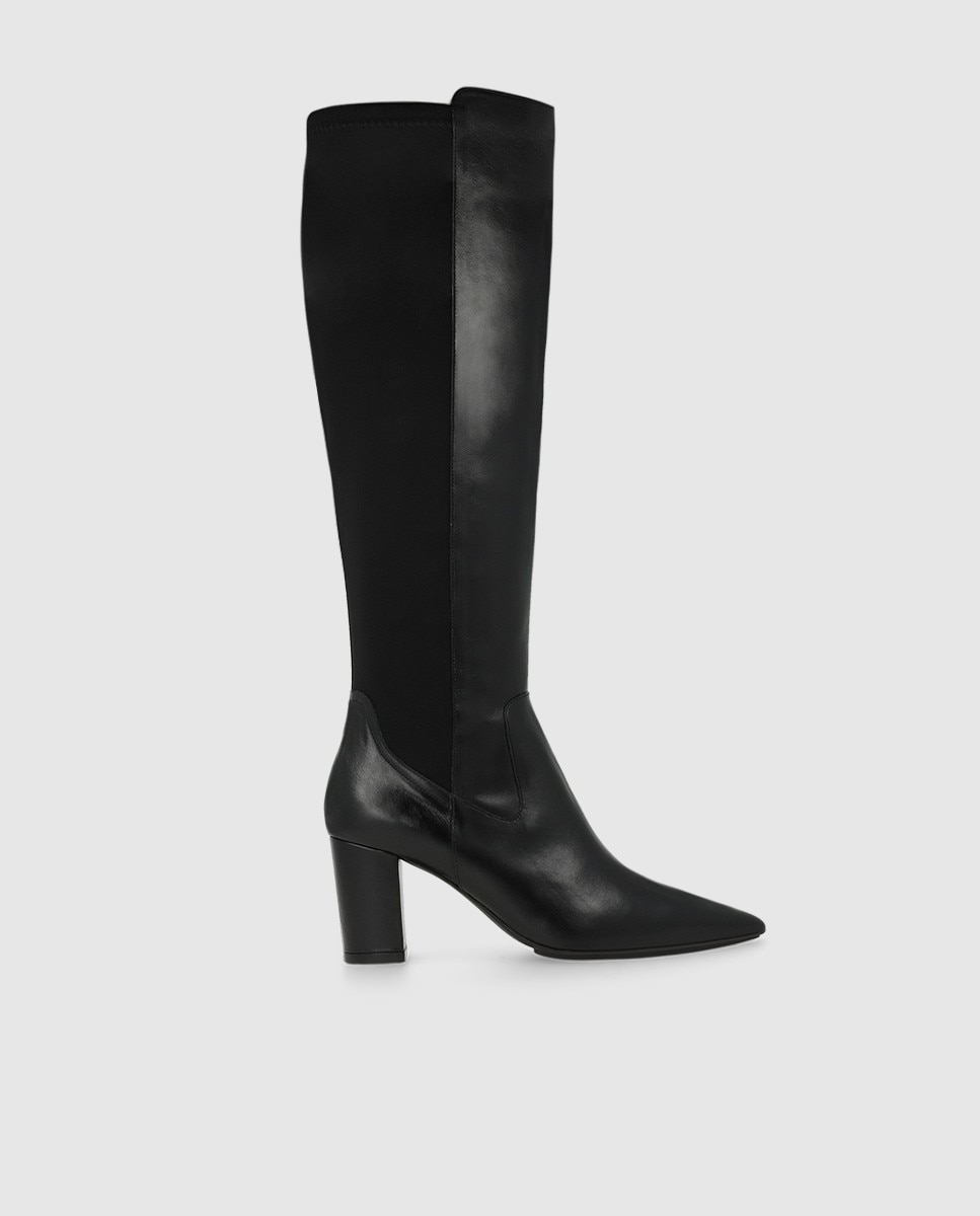 Botas de mujer en piel con tacón ancho - Lodi - Negro Negro-1