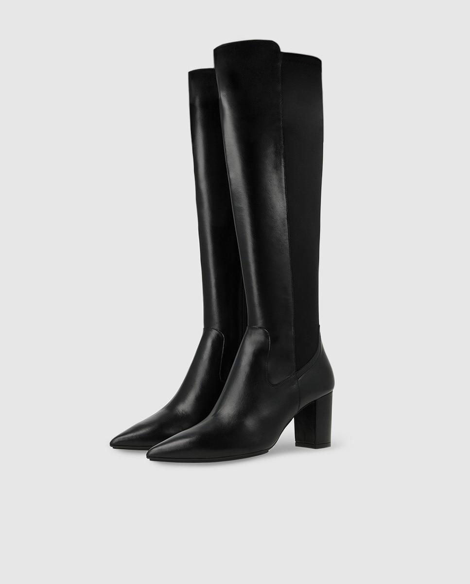 Botas de mujer en piel con tacón ancho - Lodi - Negro Negro-2