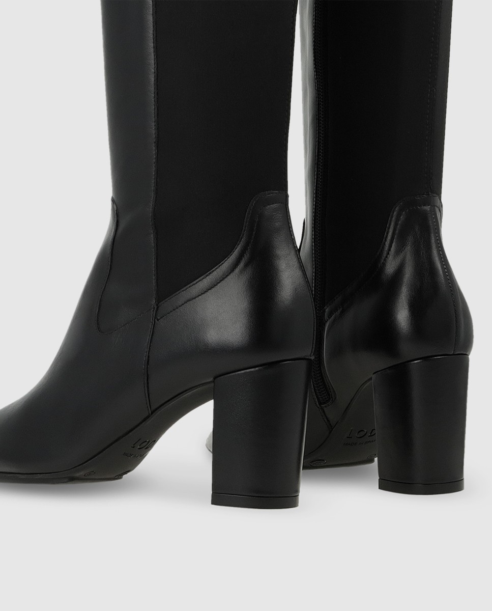 Botas de mujer en piel con tacón ancho - Lodi - Negro Negro-3
